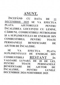 Plată ajutor pentru încălzirea locuinței