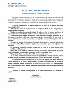 Anunț de interes public – Sărbători Pascale în siguranță!