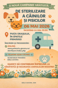 O nouă campanie GRATUITĂ de sterilizare în Băile Govora!